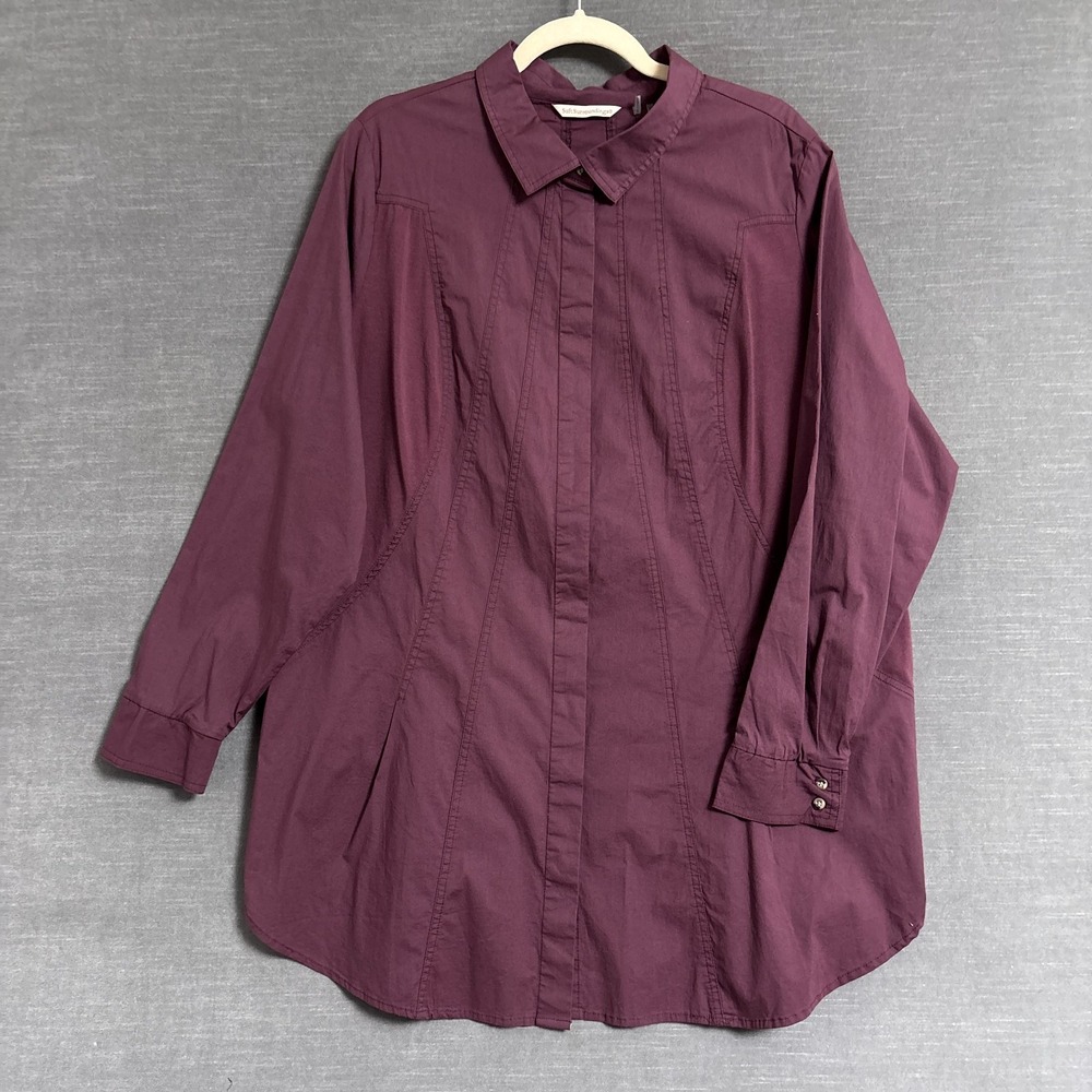 Soft Surroundings Top 2X Purple Burgundy Button Tunic Long Sleeve Casual